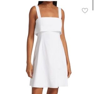 Theory draped-back linen minidress